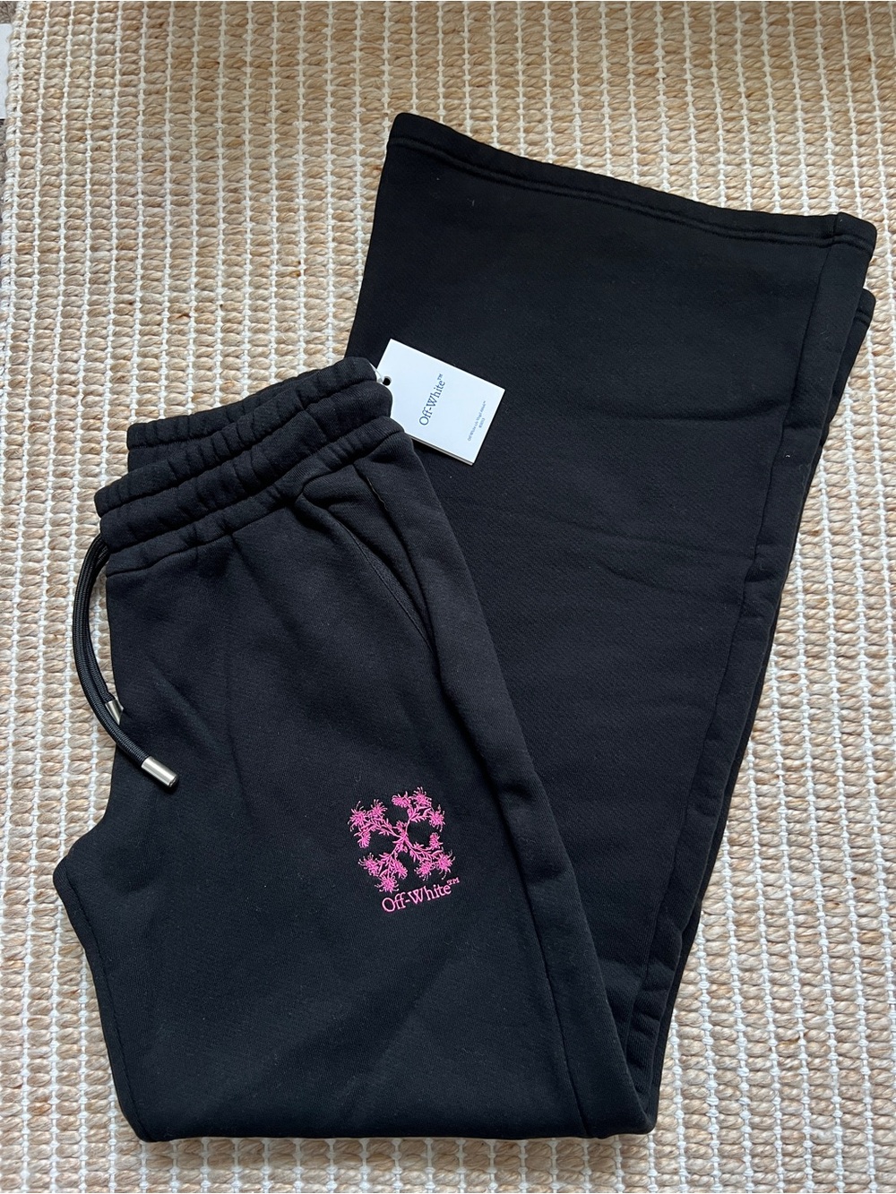Off-White Black Sweatpants with Pink Logo Size Medium - 100% Cotton NWT